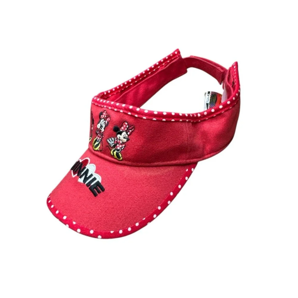 Walt Disney World Kids Minnie Mouse Red Polka‎ Dot Visor Hat Embroidered